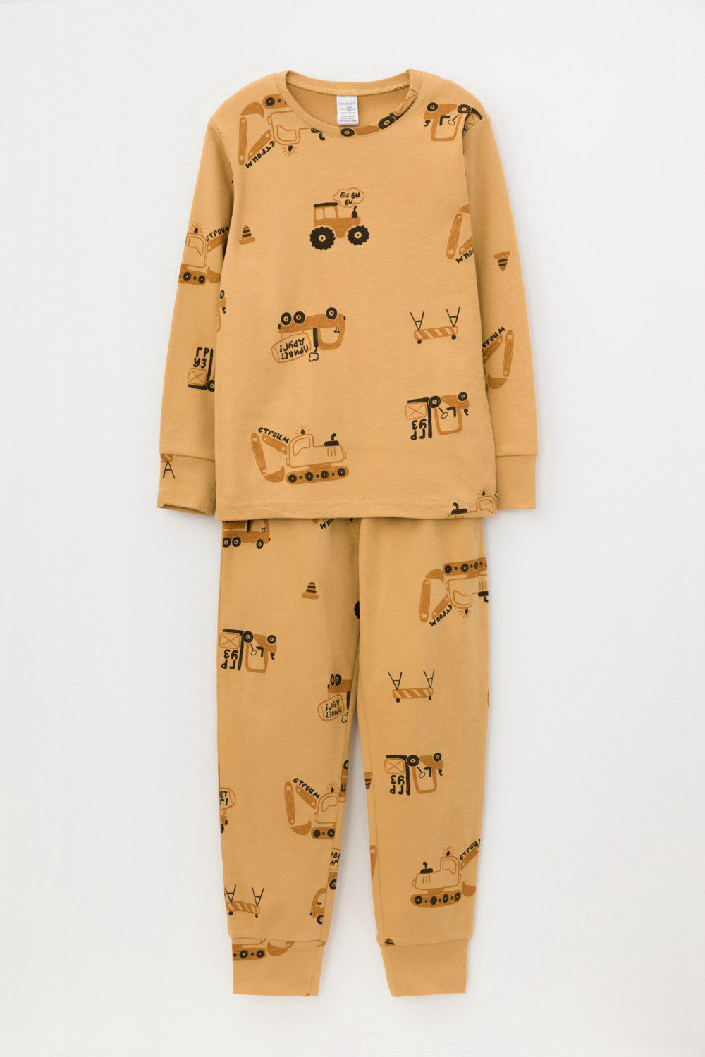 картинка Пижама для мальчика Crockid К 1552 грузоввые машины на песочном от магазина детских товаров ALiSa