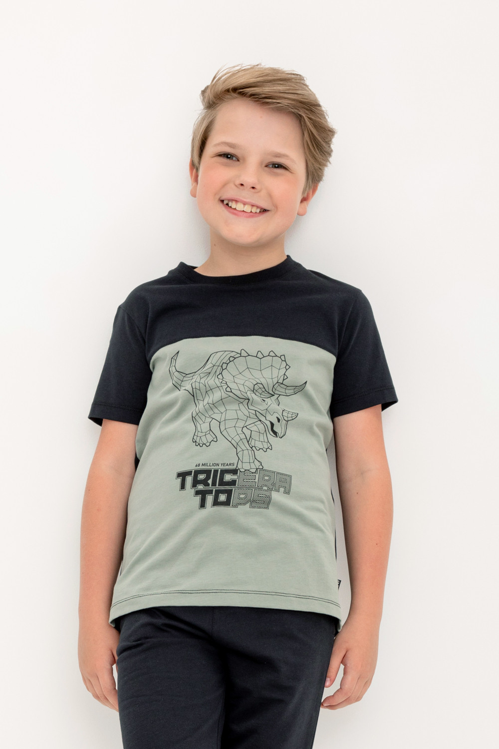 картинка Футболка для мальчика Crockid КР 302159 черный, зеленый чай к404 от магазина детских товаров ALiSa