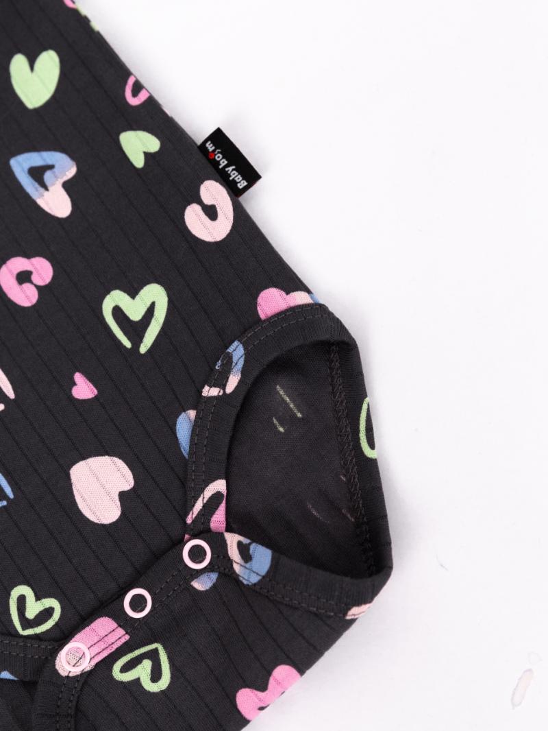 картинка Боди для девочки Baby Boom Б144/3-И Сердечки на графите я729 от магазина детских товаров ALiSa