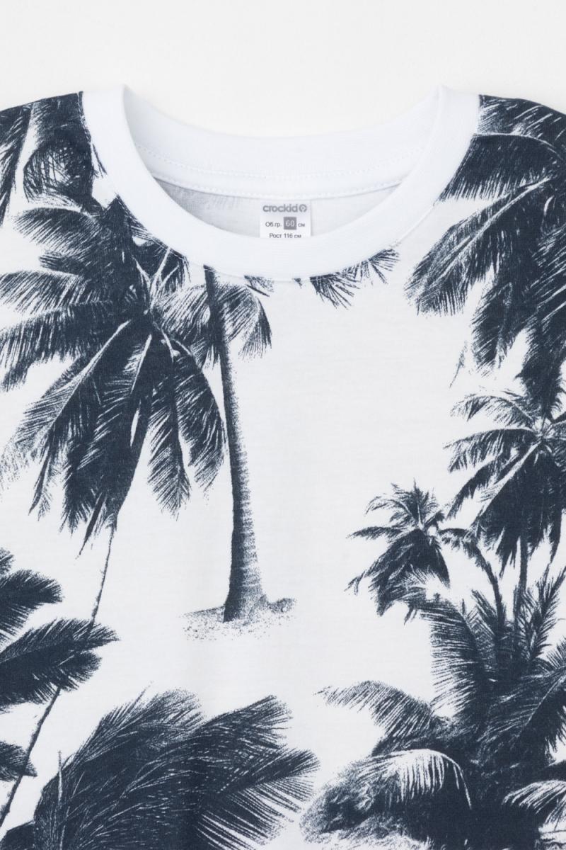 картинка Футболка для мальчика Crockid КР 302381 белый, высокие пальмы к450 от магазина детских товаров ALiSa