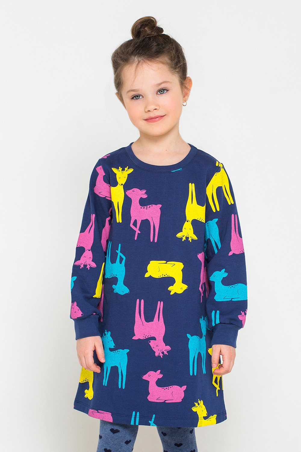 картинка Платье для девочки Crockid К 5530 ультрамарин, оленята к1238 от магазина детских товаров ALiSa
