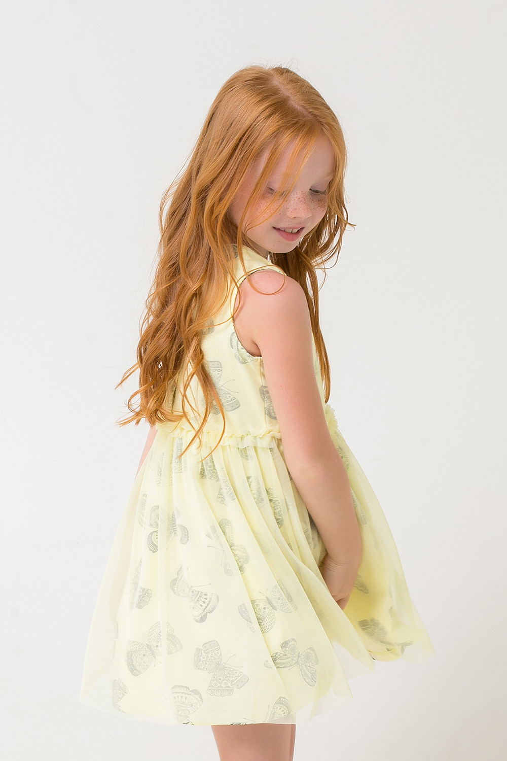 картинка Платье для девочки Crockid К 5658 бледно-лимонный, бабочки от магазина детских товаров ALiSa