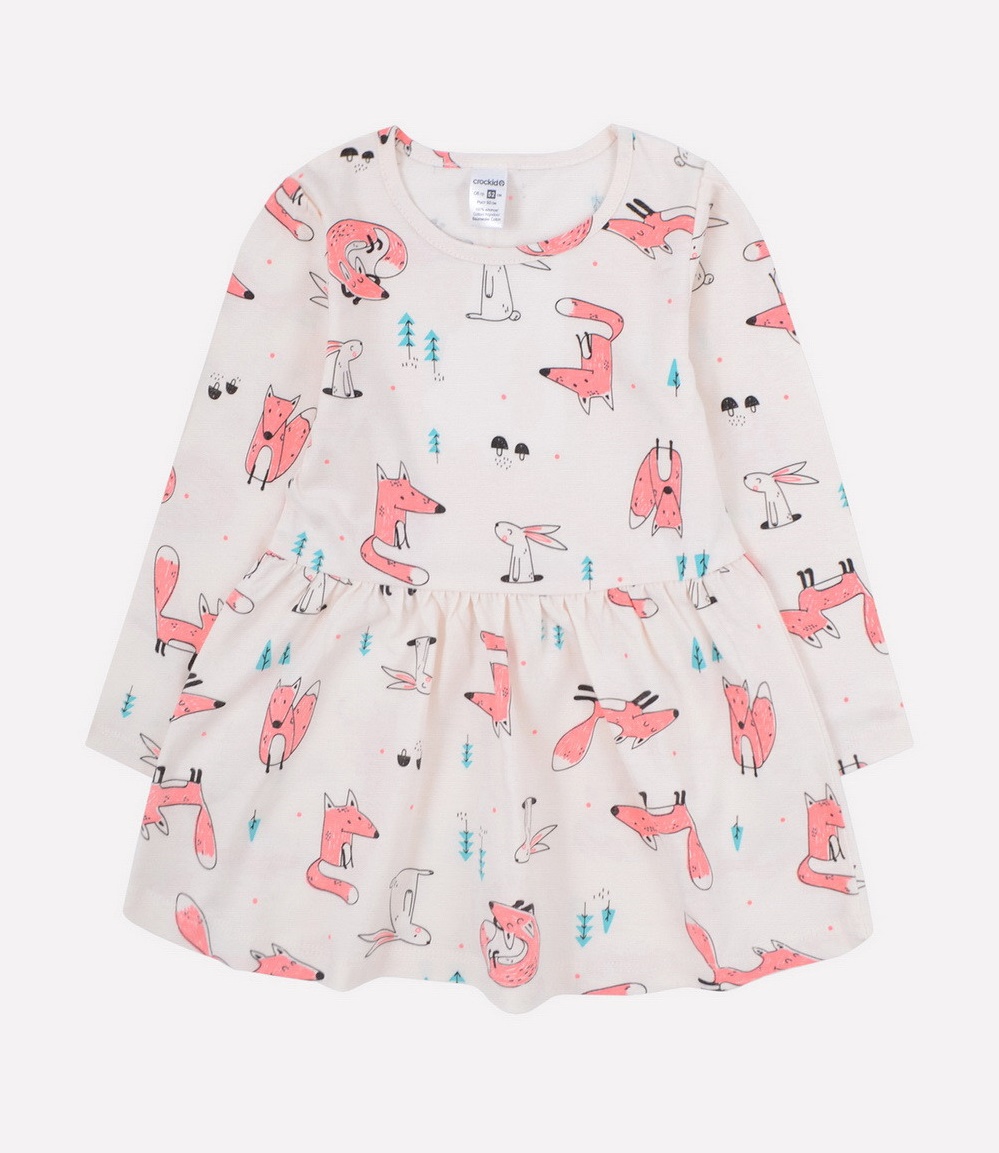картинка Платье для девочки Crockid К 5395 сливки, лисы от магазина детских товаров ALiSa