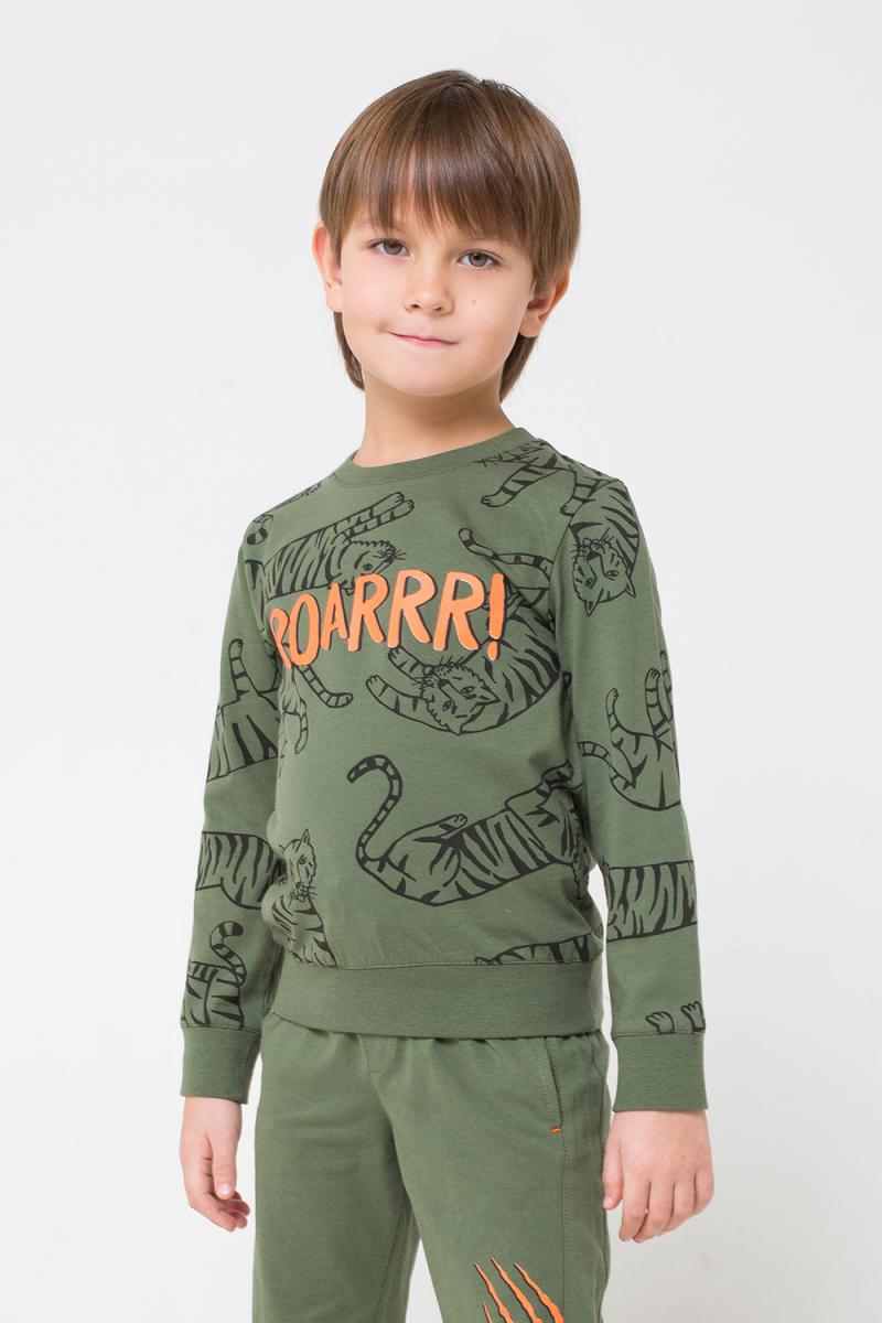 картинка Джемпер для мальчика Crockid К 300743 бронзово-зеленый, тигр к1243 от магазина детских товаров ALiSa