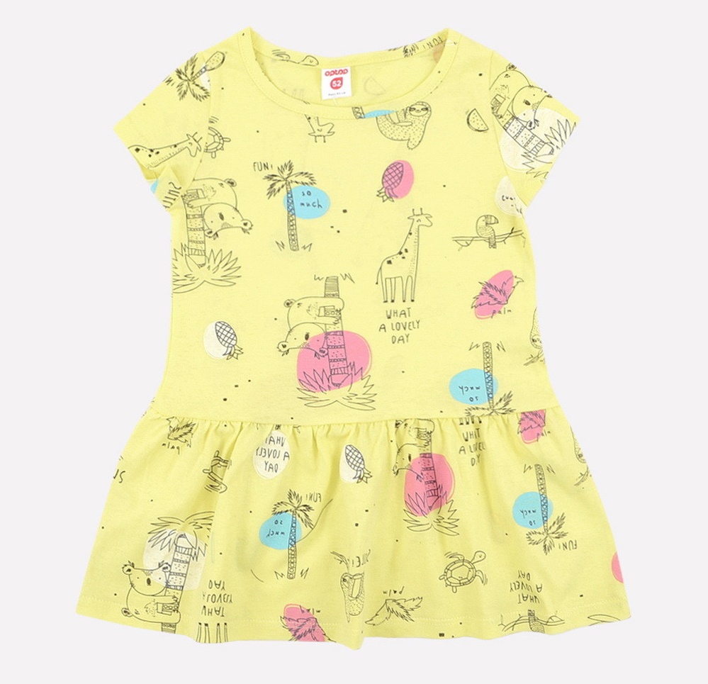картинка Платье для девочки Crockid К 5512 экзотика на бледно лимоне от магазина детских товаров ALiSa