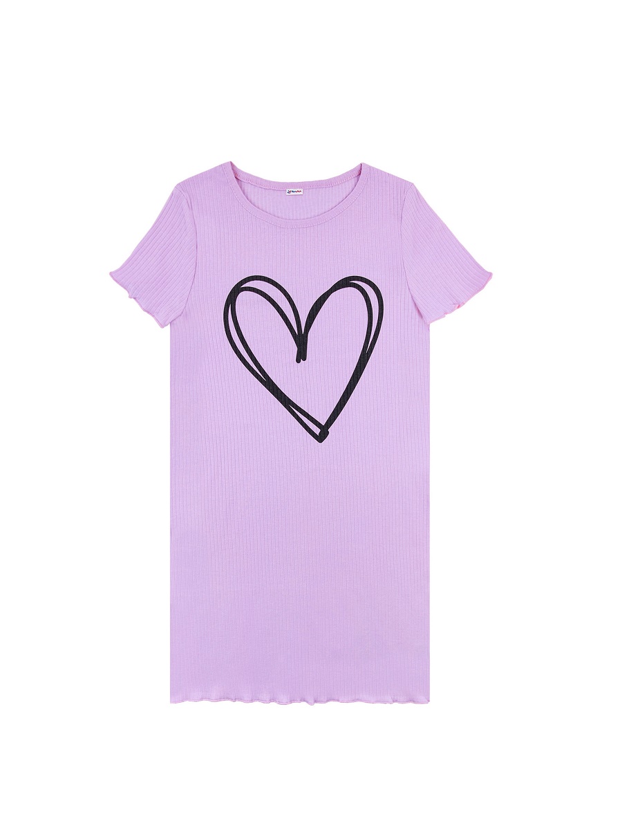 картинка Сорочка для девочки YLA 1617700107 Сиреневый сердце от магазина детских товаров ALiSa