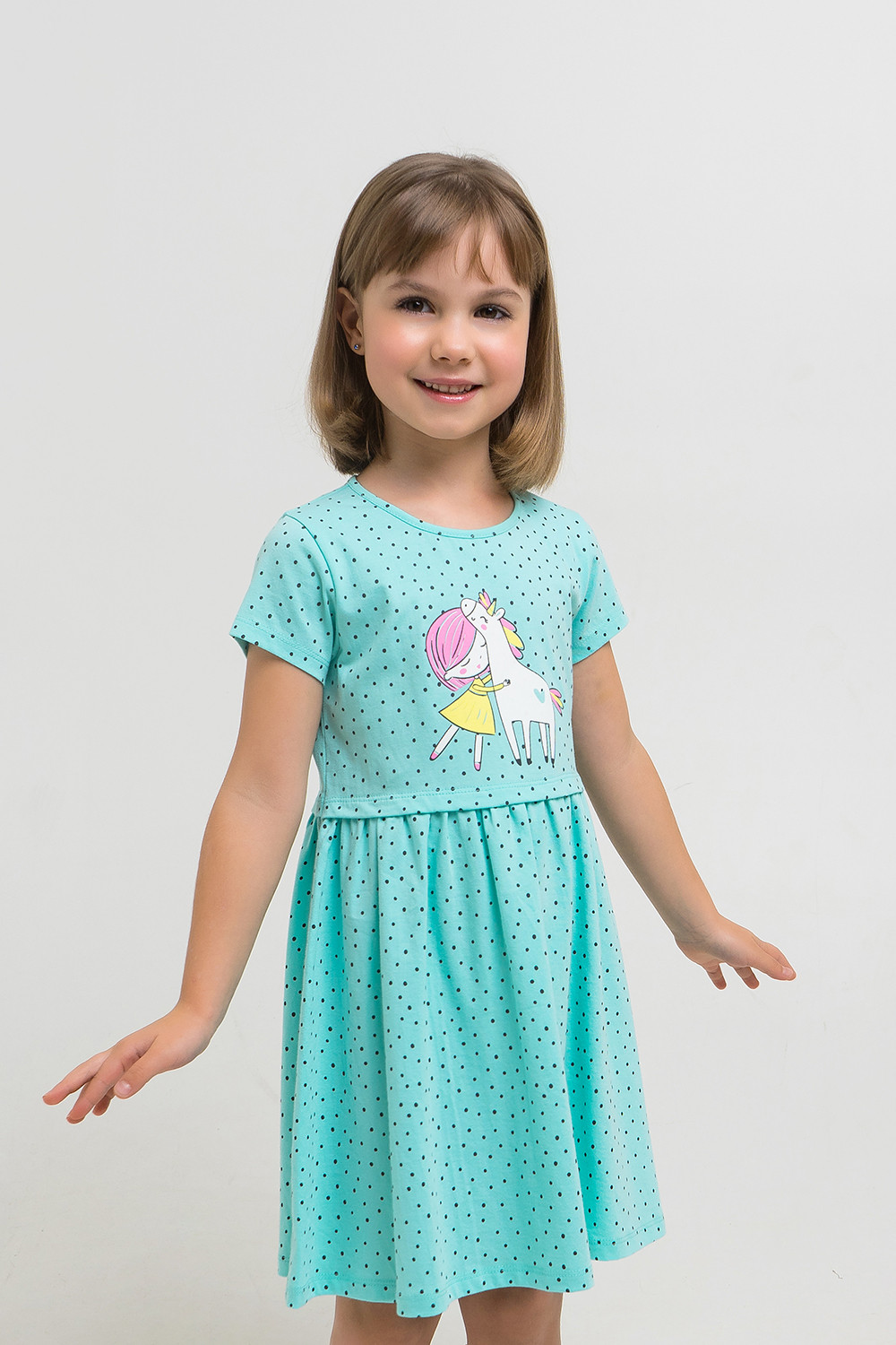 картинка Платье для девочки Crockid К 5694 морозная мята, горошки к1268 от магазина детских товаров ALiSa