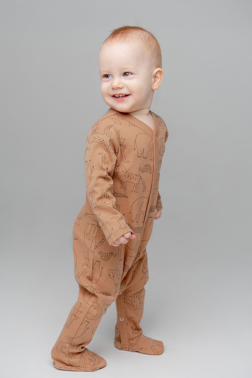картинка Комбинезон детский Crockid К 6259 звери на прогулке на коричневом я110 от магазина детских товаров ALiSa