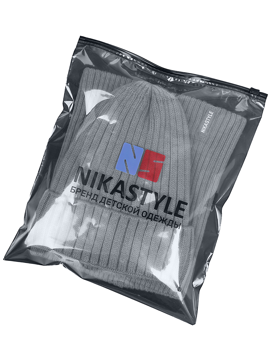 картинка Комплект шапка снуд для мальчика NIKASTYLE 12з16424 Джинсовый от магазина детских товаров ALiSa