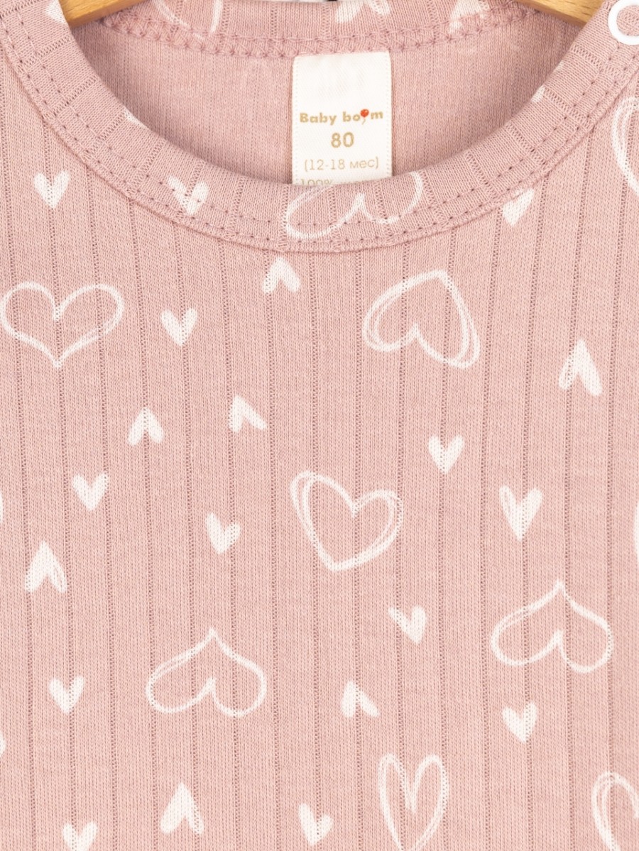 картинка Футболка для девочки Baby Boom Ф151/3-И Молочные сердечки на пудре от магазина детских товаров ALiSa