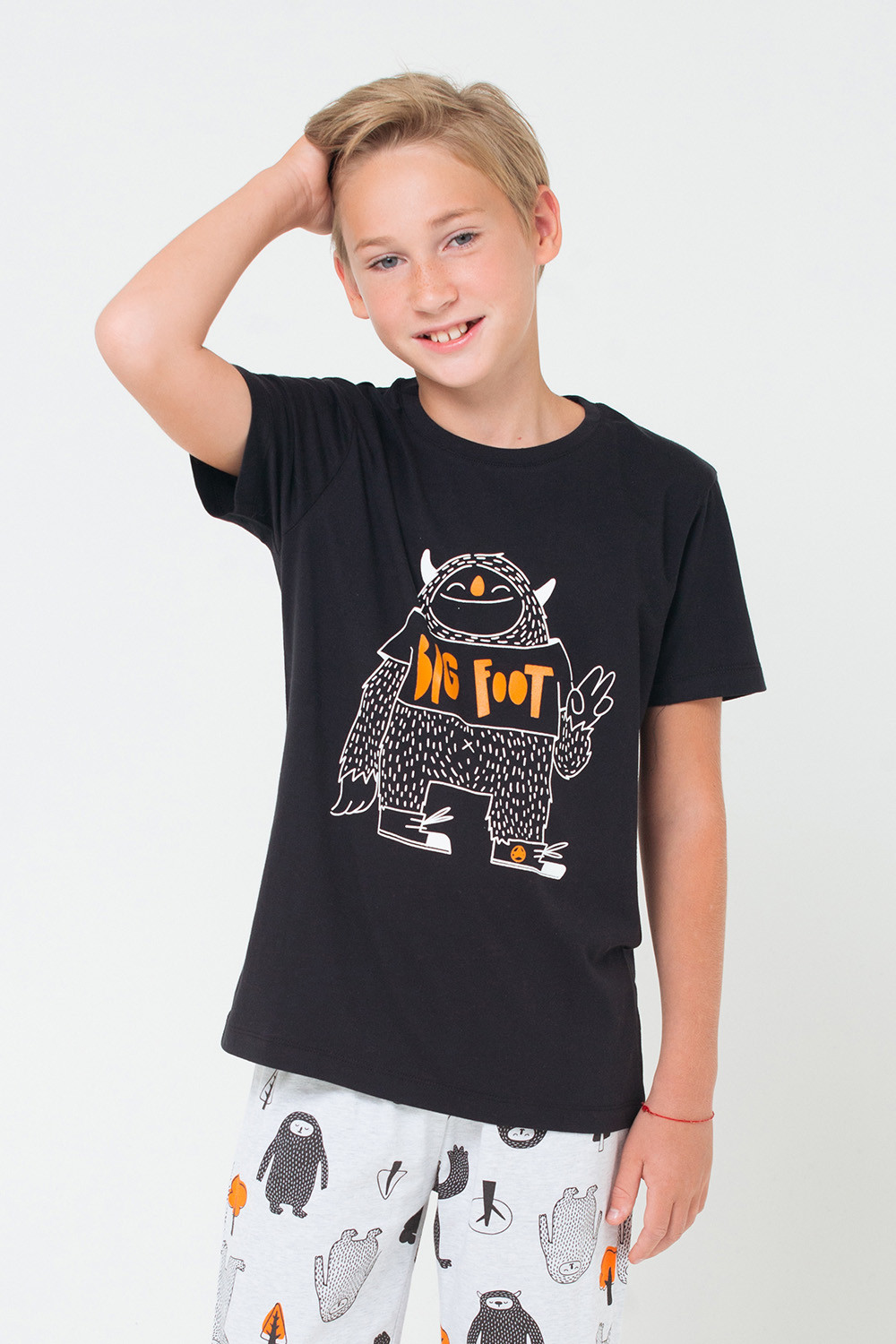 картинка Комплект для мальчика КБ 2619 черный + йети на меланже от магазина детских товаров ALiSa