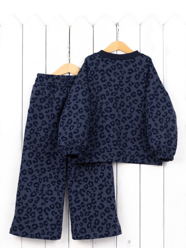 картинка Комплект для девочки Baby Boom КД534/1-Ф Леопард тёмно-синий от магазина детских товаров ALiSa