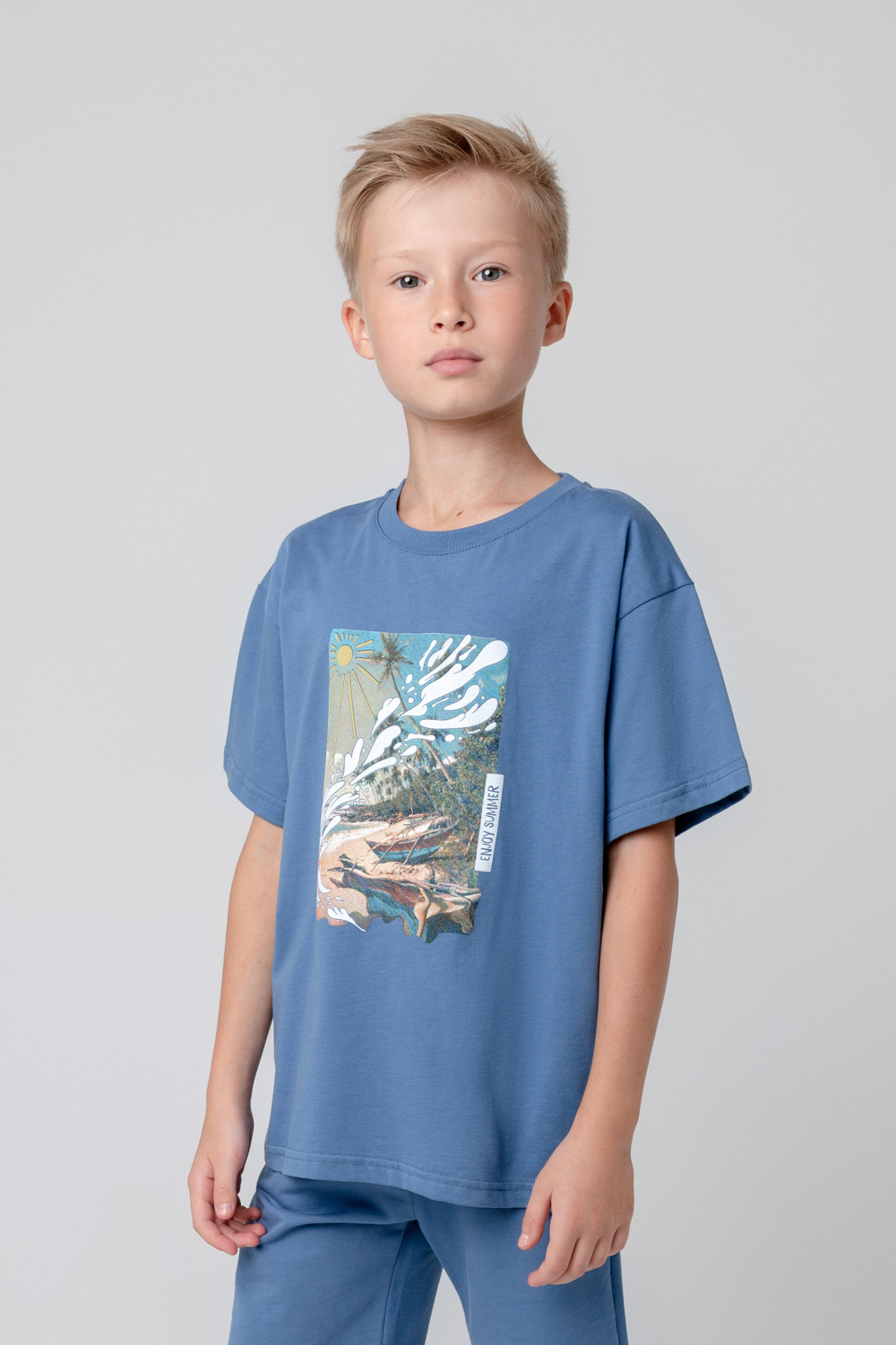 картинка Футболка для мальчика Crockid КР 302022 синяя волна к378 от магазина детских товаров ALiSa