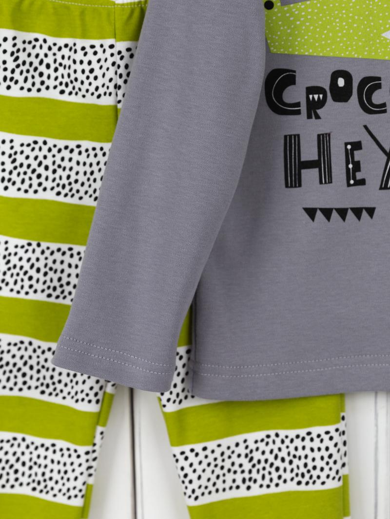 картинка Пижама для мальчика Baby Boom КС15/1-И Серый Croco + полоса зелёная точки от магазина детских товаров ALiSa