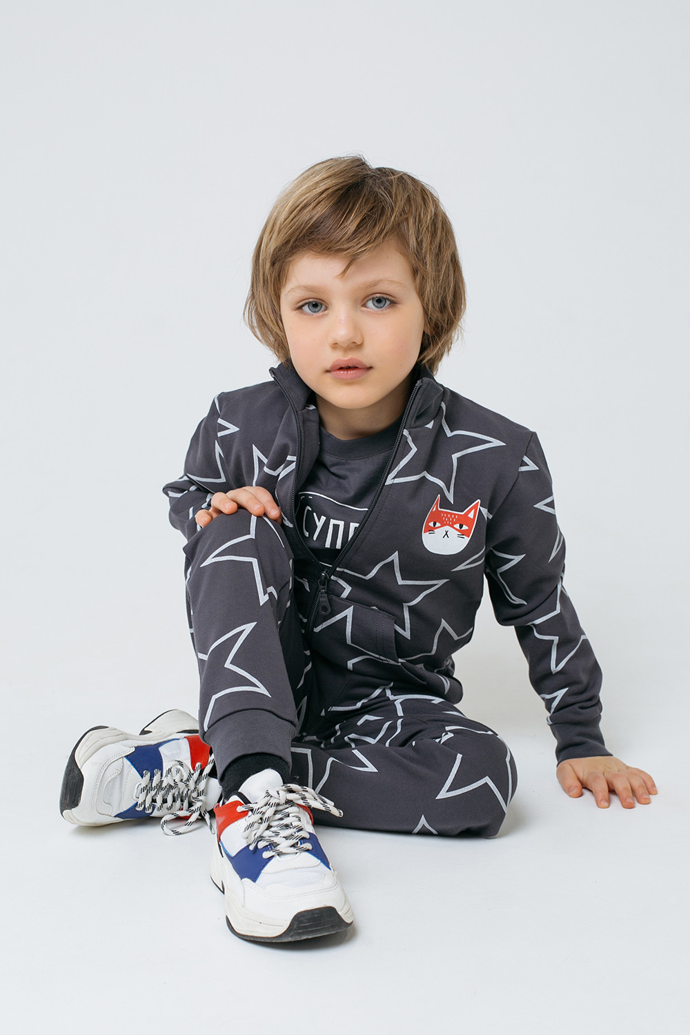 картинка Куртка для мальчика Crockid К 301414 темно-серый, звезды к1275 от магазина детских товаров ALiSa