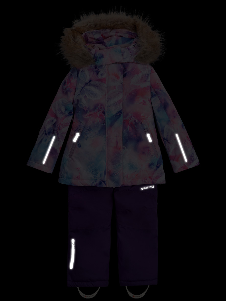 картинка Комплект зимний для девочки NIKASTYLE 7з1223 персиковый черничный от магазина детских товаров ALiSa