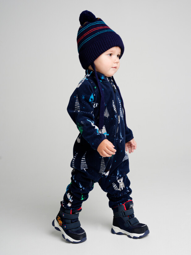 картинка Шапка утепленная для мальчика PL 32319034 Темно-синий полоска от магазина детских товаров ALiSa