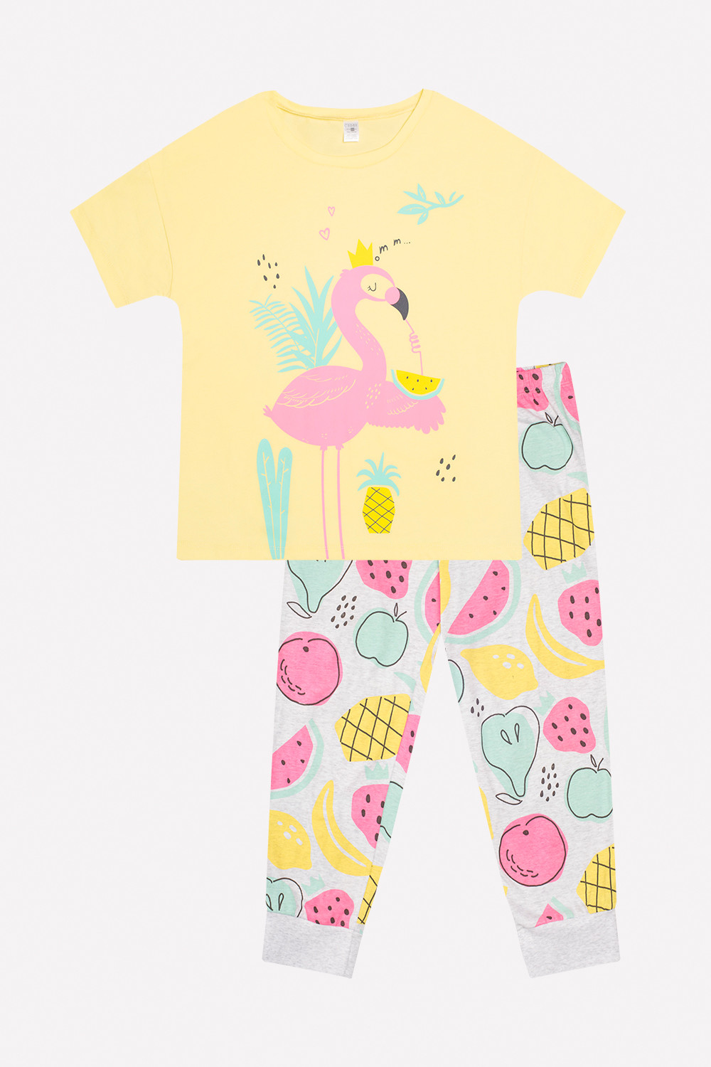 картинка Комплект для девочки Crockid КБ 2604 бледно-желтый + тропические фрукты от магазина детских товаров ALiSa