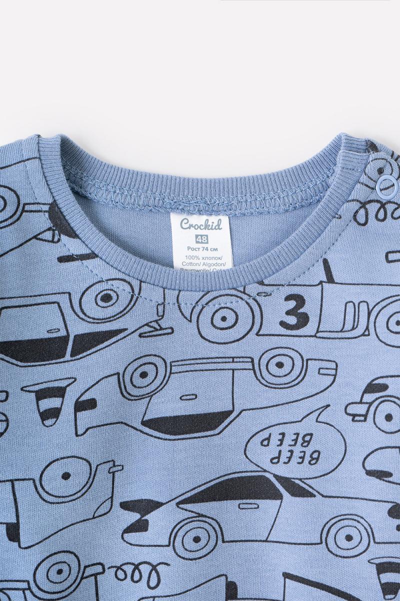 картинка Полукомбез для мальчика Crockid К 6342 быстрые машинки на серо-голубом я112 от магазина детских товаров ALiSa