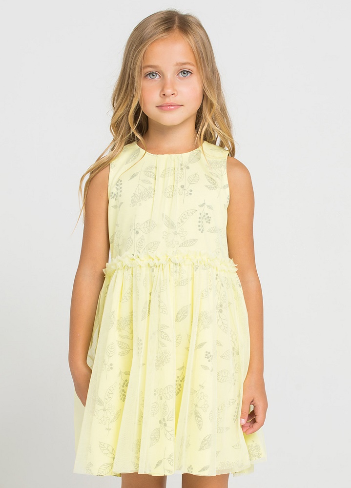 картинка Платье для девочки Crockid К 5442 бледно-лимонный, летние цветы от магазина детских товаров ALiSa