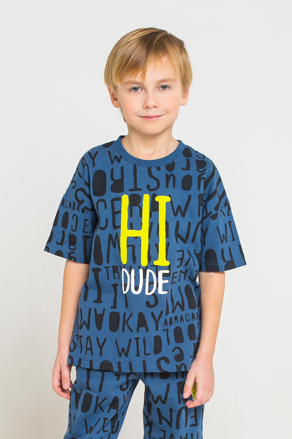 картинка Футболка для мальчика Crockid К 300746 темно-джинсовый, буквы к1241 от магазина детских товаров ALiSa