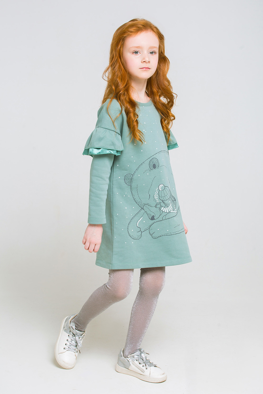 картинка Платье для девочки Crockid КР 5555 серо-зеленый к219 от магазина детских товаров ALiSa