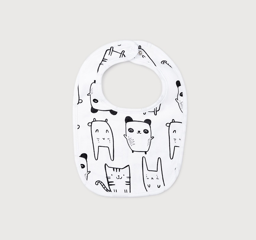 картинка Фартук-нагрудник для девочки Crockid К 8526 панда и друзья на белом от магазина детских товаров ALiSa