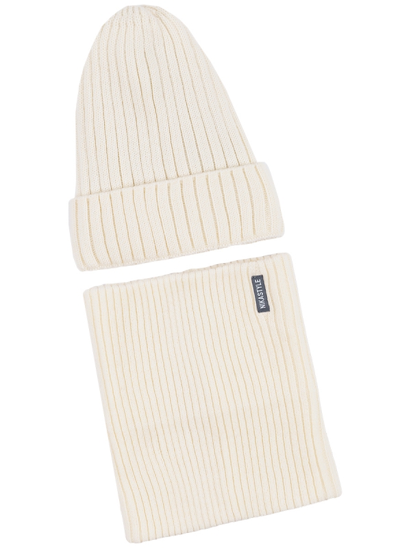 картинка Комплект шапка снуд для девочки NIKASTYLE 12з16424 Молоко от магазина детских товаров ALiSa