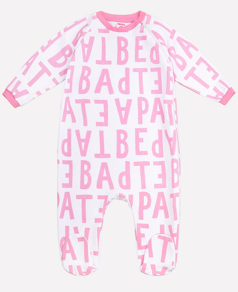 картинка Комбинезон для девочки Crockid К 6218 розовые нарисованные буквы от магазина детских товаров ALiSa