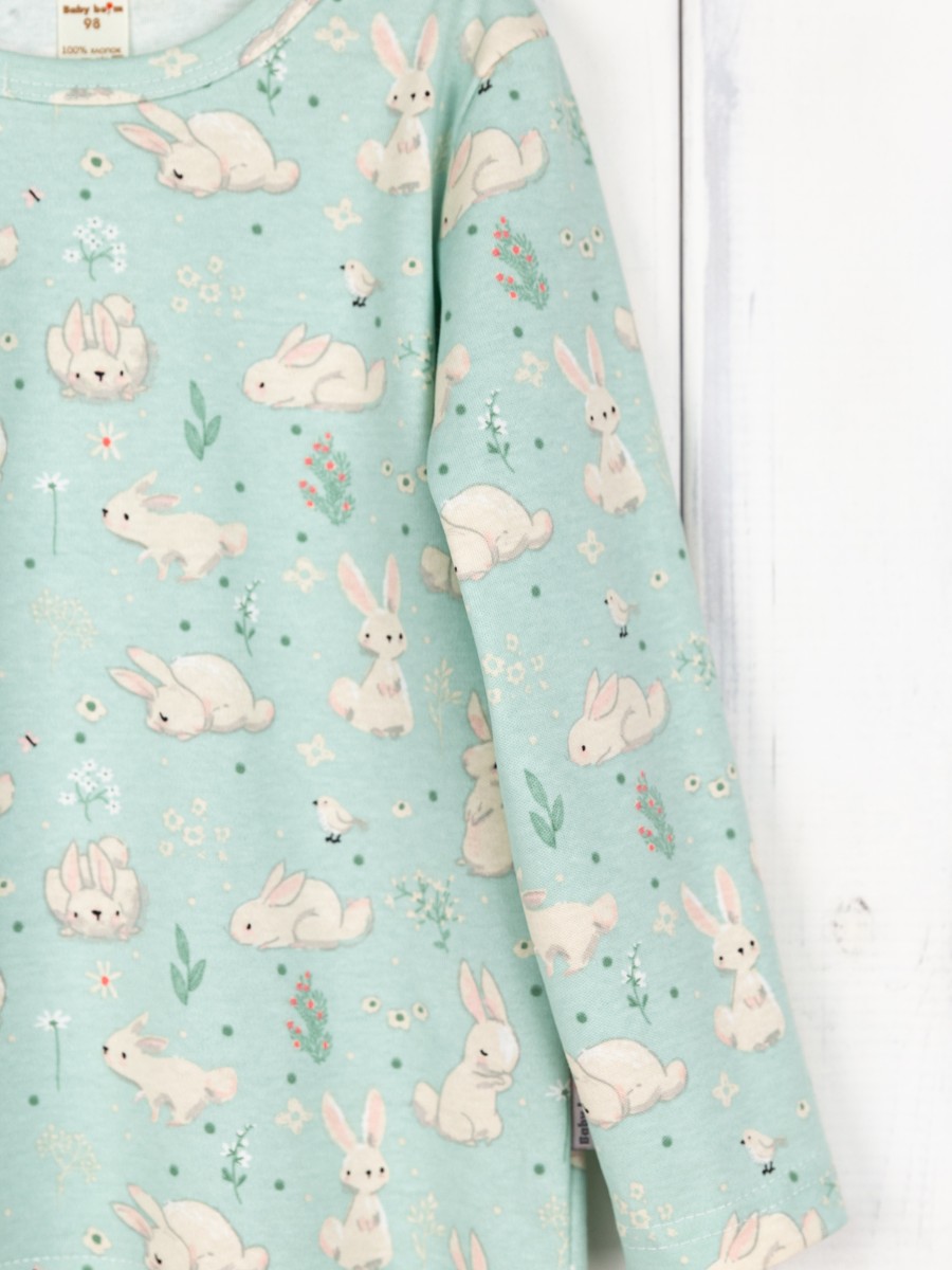 картинка Пижама для девочки Baby Boom КС19/1-И Зайцы на мяте + розовая пудра от магазина детских товаров ALiSa