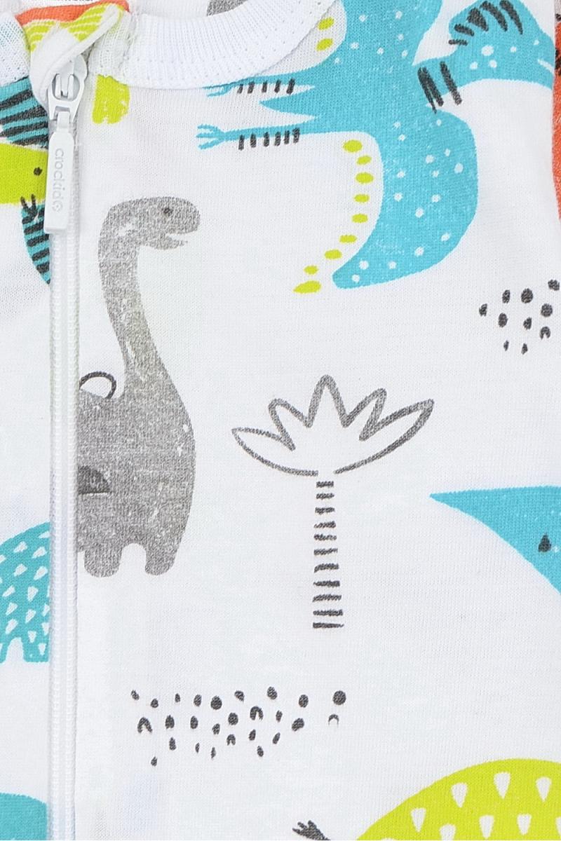 картинка Комбинезон для мальчика Crockid К 6242 цветные динозавры на белом от магазина детских товаров ALiSa