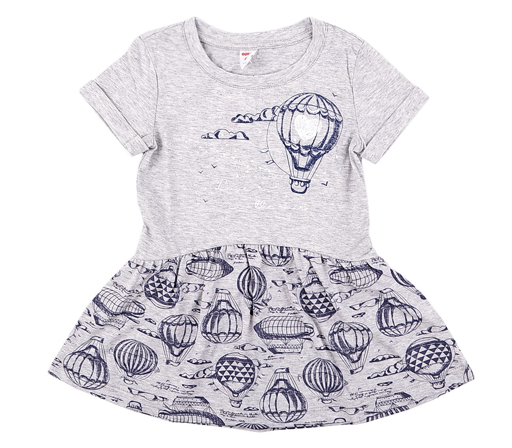 картинка Платье для девочки Crockid К 5417 серо-голубой меланж + воздуш. шары от магазина детских товаров ALiSa