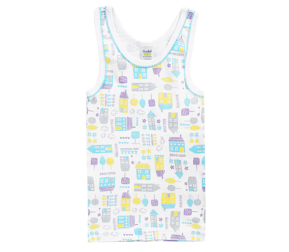 картинка Майка для девочки Crockid К 1066 мятная конфета город от магазина детских товаров ALiSa