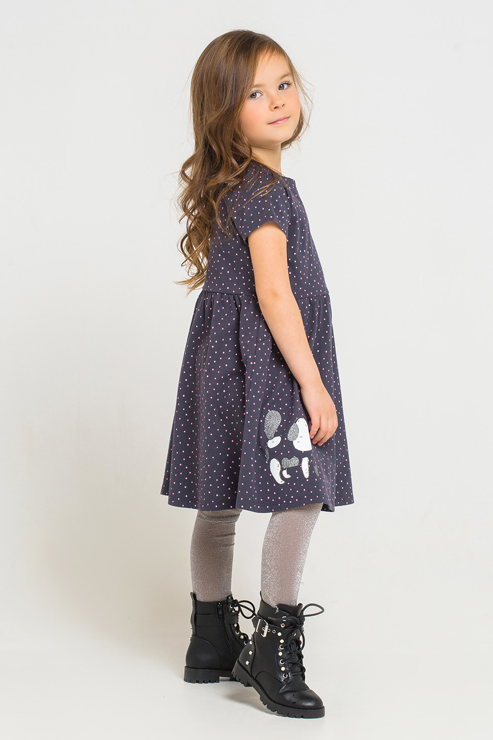 картинка Платье для девочки Crockid К 5375 темно-серый, горошки к1236 от магазина детских товаров ALiSa