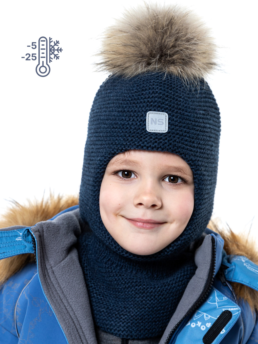 картинка Шлем утепленный для мальчика NIKASTYLE 10з9923 джинсовый от магазина детских товаров ALiSa