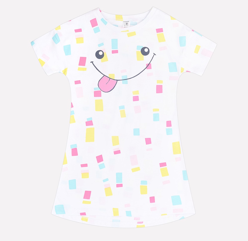 картинка Сорочка для девочки Crockid К 1148 цветные квадратики на белом от магазина детских товаров ALiSa