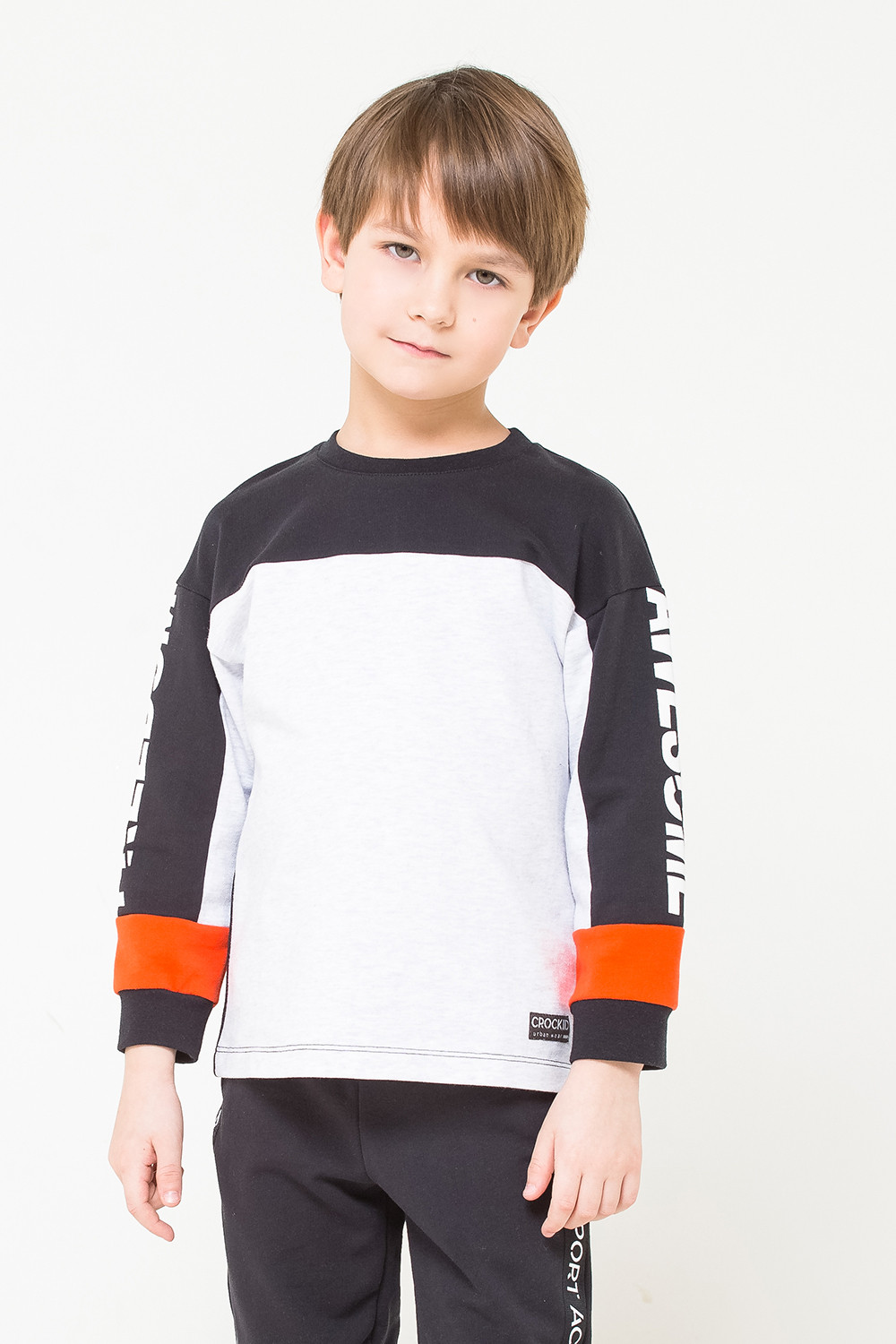 картинка Джемпер для мальчика Crockid КР 301042 черный, светло-серый меланж к256 от магазина детских товаров ALiSa