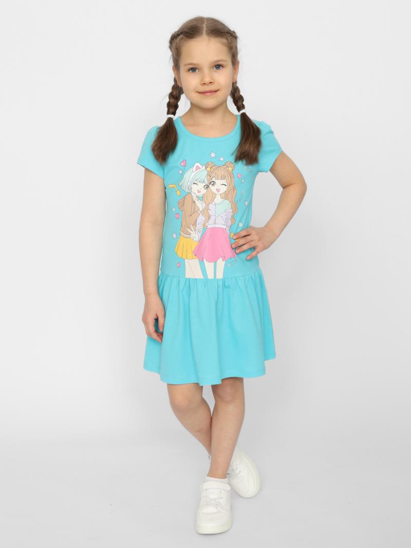 картинка Платье для девочки Cherubino CSKG 63659-40 Бирюзовый от магазина детских товаров ALiSa