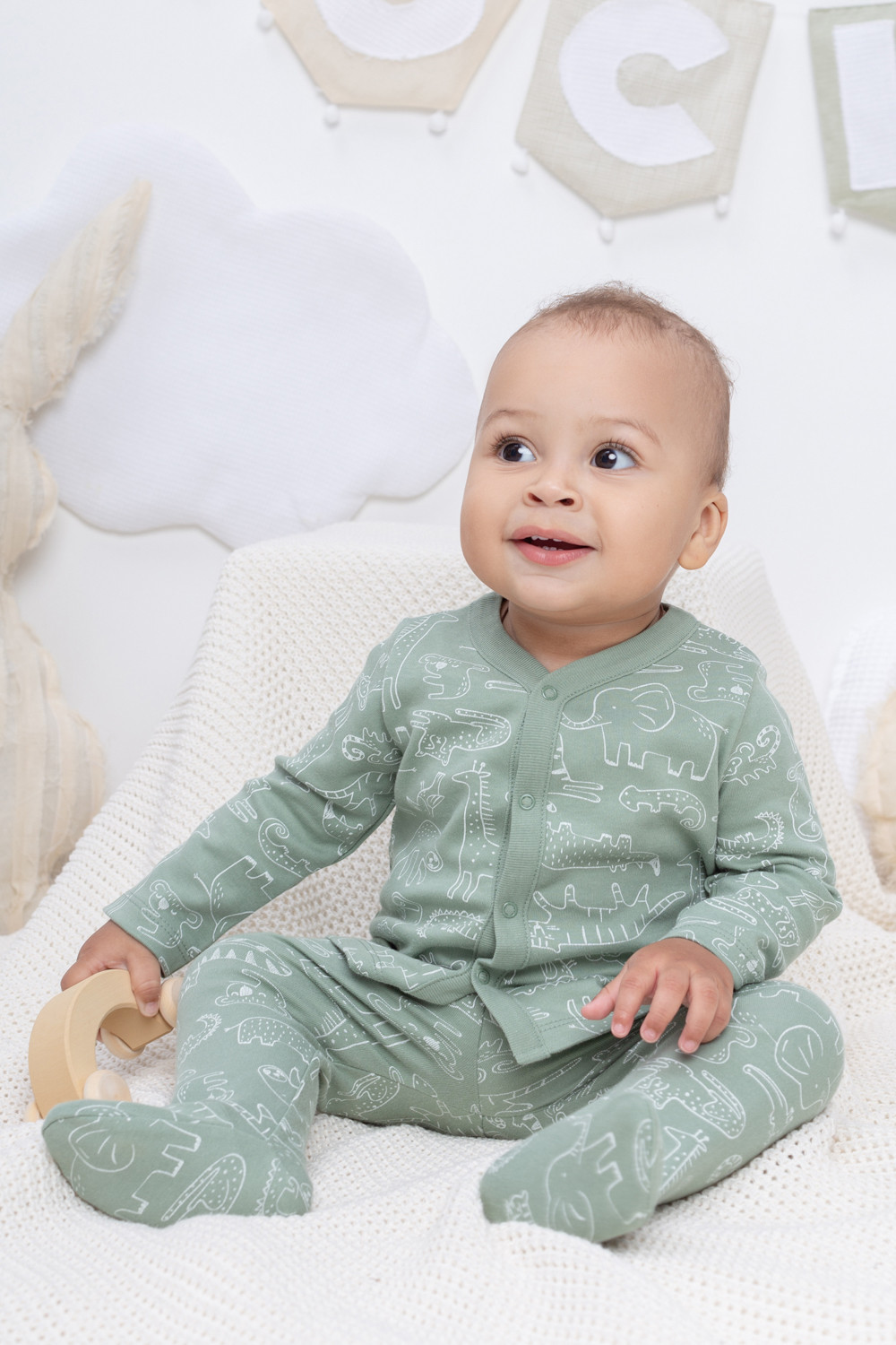 картинка Кофточка детская Crockid К 300450-2 зоопарк, эффект меланжа (зеленый) я120 от магазина детских товаров ALiSa