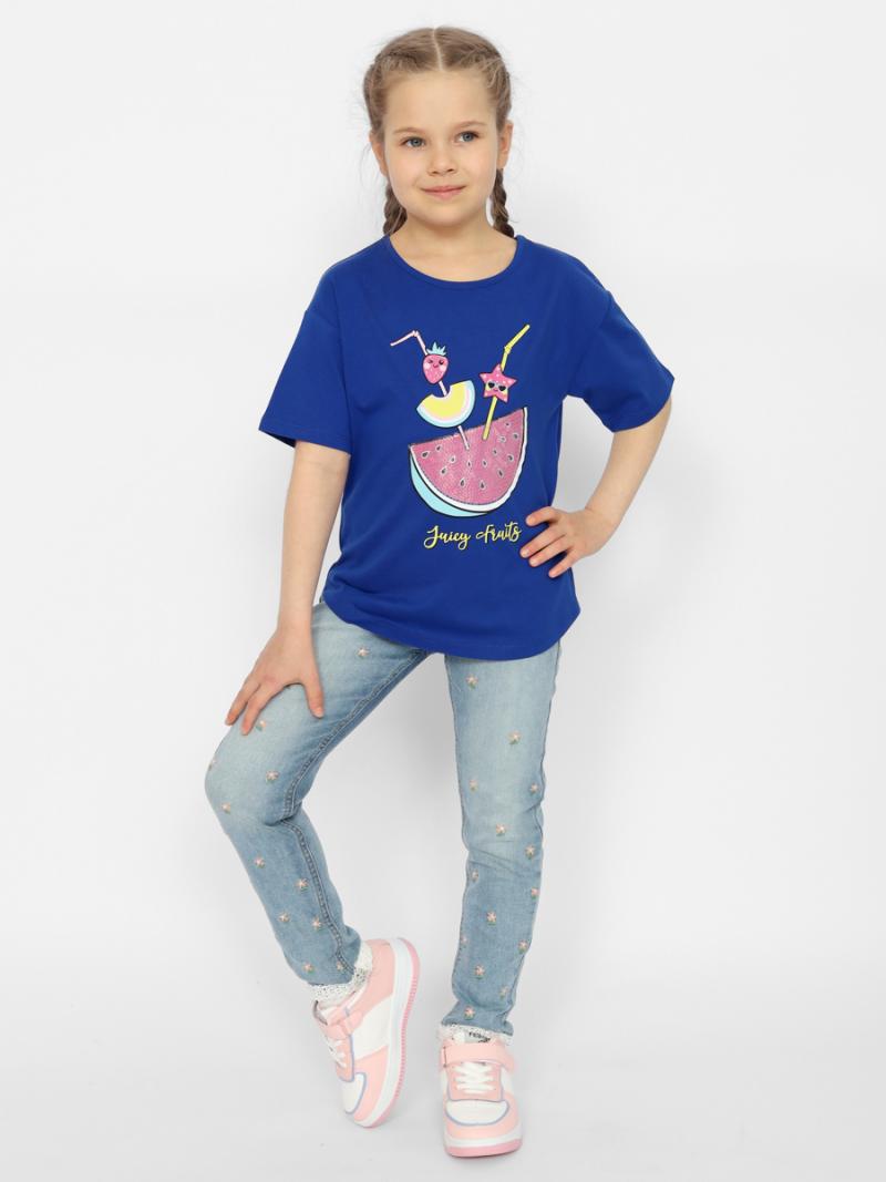 картинка Футболка для девочки Cherubino CSKG 63651-41 Темно-синий от магазина детских товаров ALiSa
