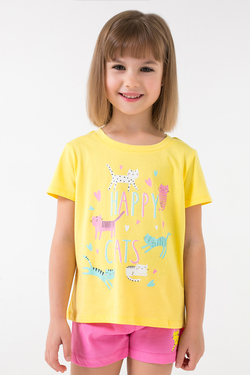 картинка Пижама для девочки Crockid К 1557 желтый + розовый от магазина детских товаров ALiSa