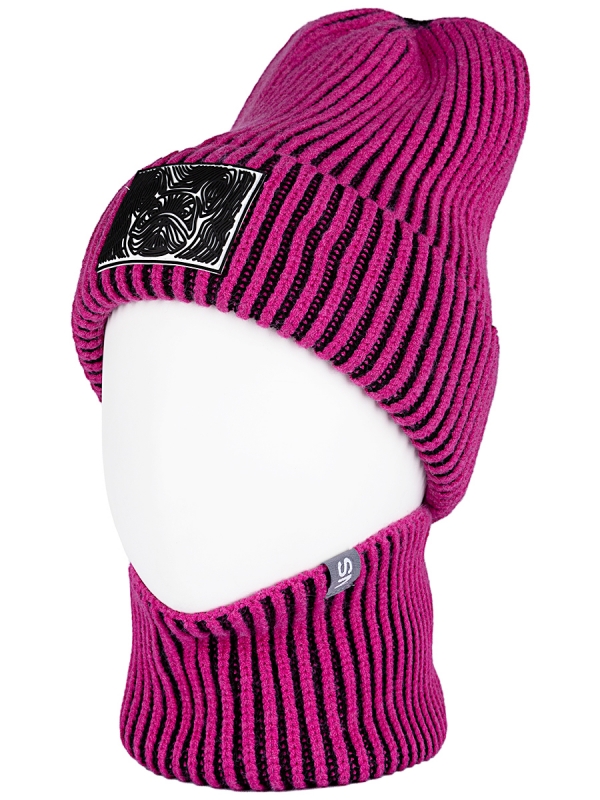 картинка Комплект шапка снуд для девочки NIKASTYLE 12з16624 Черный фуксия от магазина детских товаров ALiSa