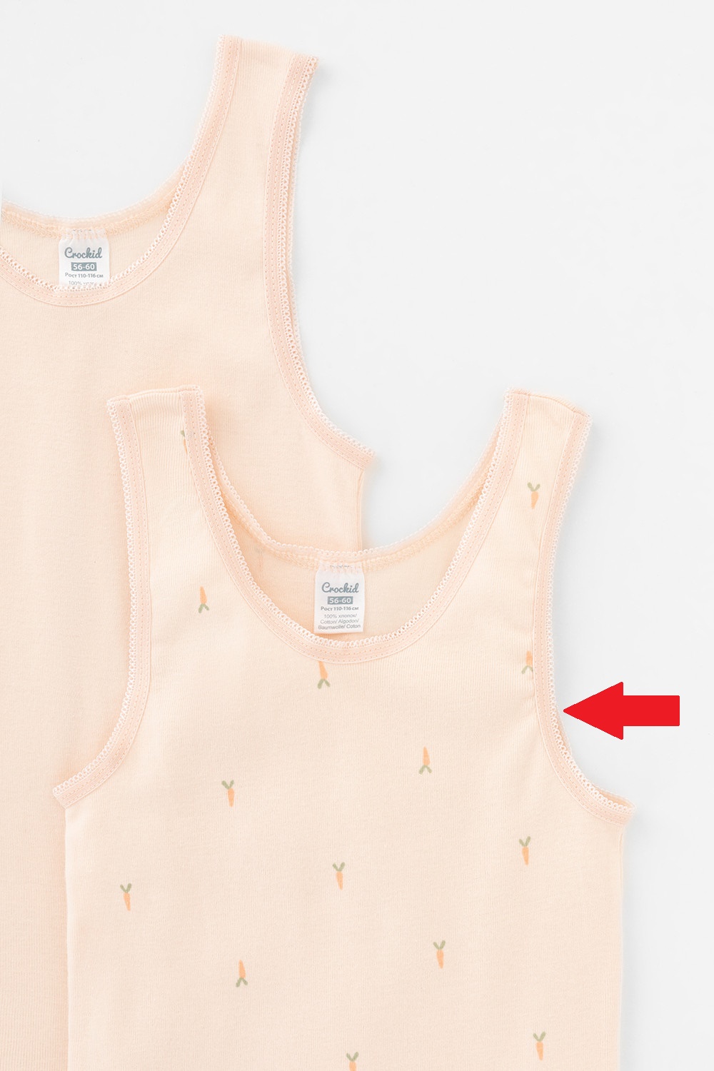 картинка Майка для девочки Crockid К 1186 бледно персиковый, морковки (морковки) от магазина детских товаров ALiSa