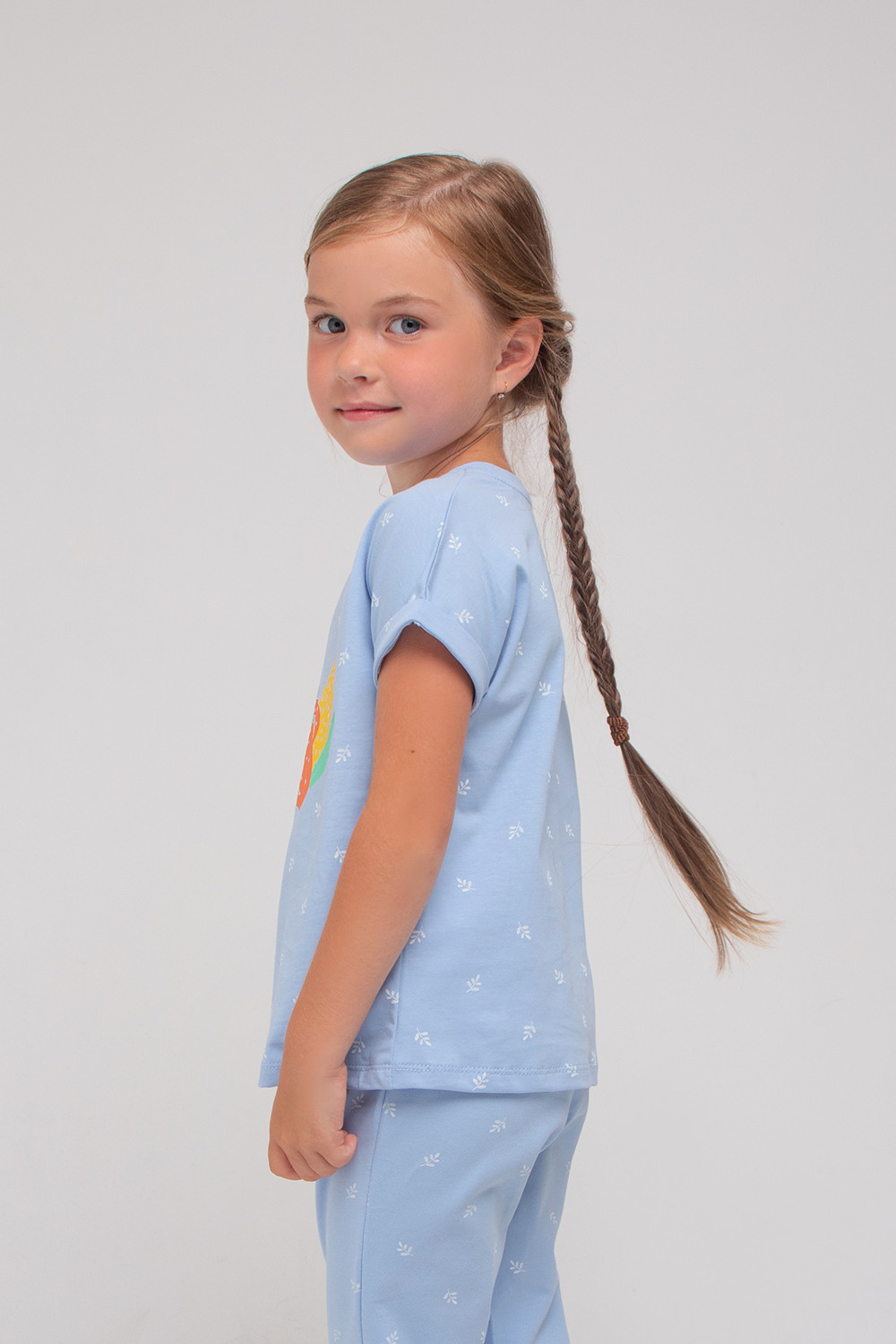 картинка Брюки для девочки Crockid К 400367 небесно-голубой, веточки к1282 от магазина детских товаров ALiSa