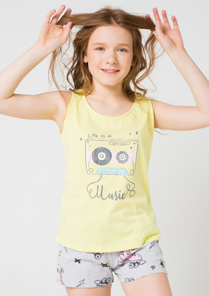 картинка Комплект для девочки Crockid КБ 2602 бледно-желтый + ролики на меланже от магазина детских товаров ALiSa