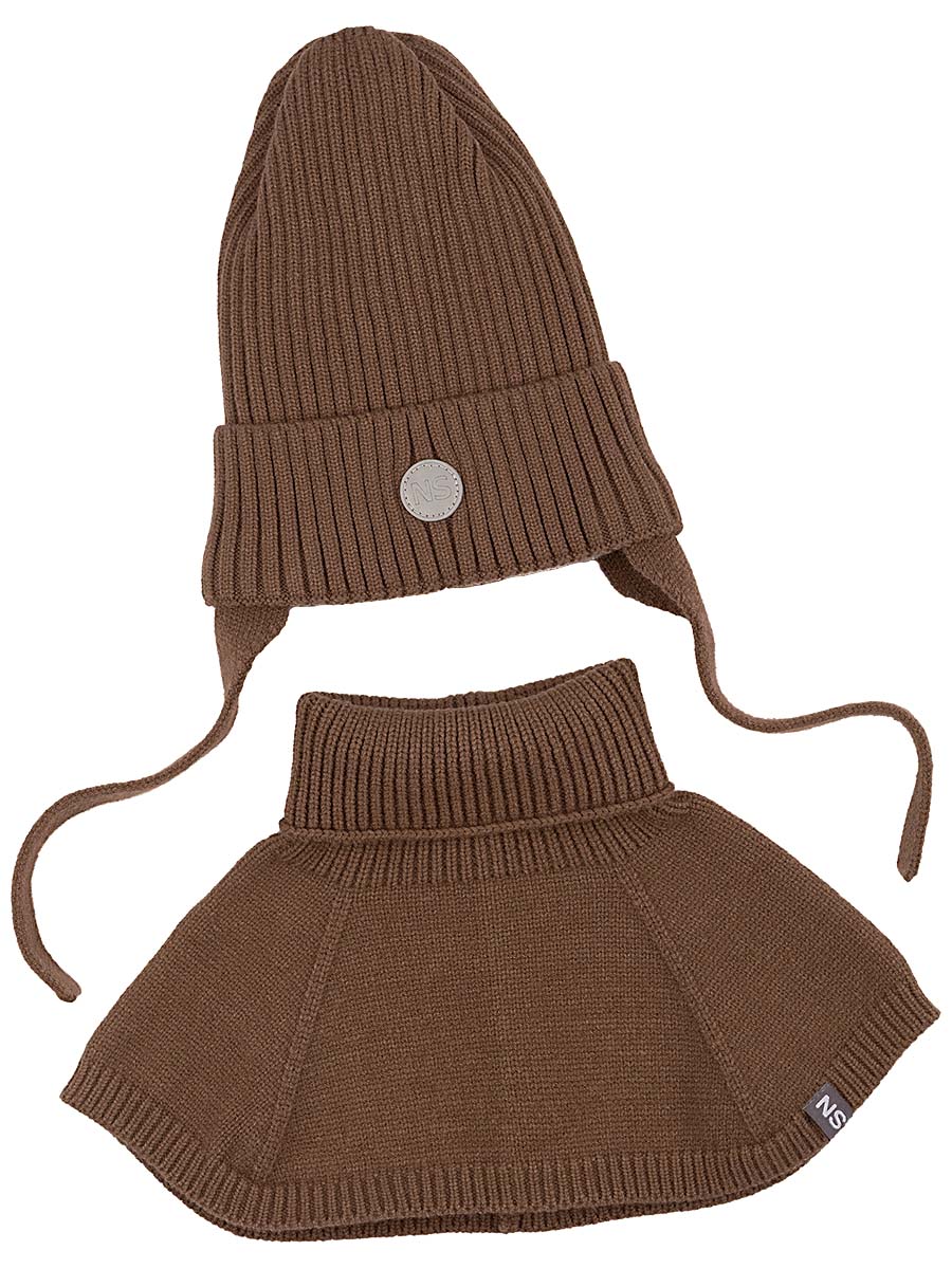картинка Комплект шапка манишка для мальчика NIKASTYLE 12з16024 Орех от магазина детских товаров ALiSa
