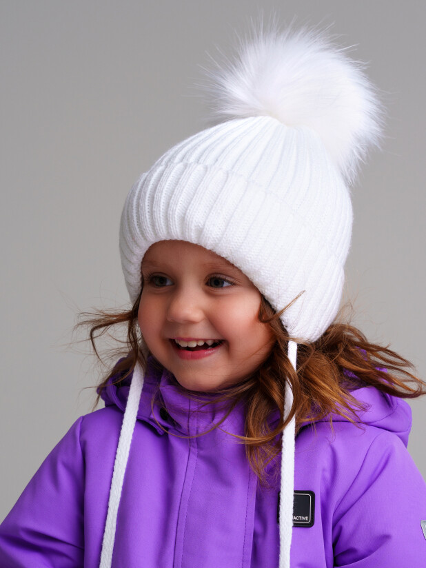 картинка Шапка утепленная для девочки PL 32329051 Белый от магазина детских товаров ALiSa