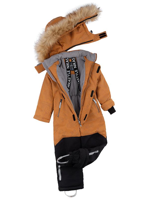 картинка Комбинезон зимний для мальчика NIKASTYLE 8з1924 Кэмел черный от магазина детских товаров ALiSa