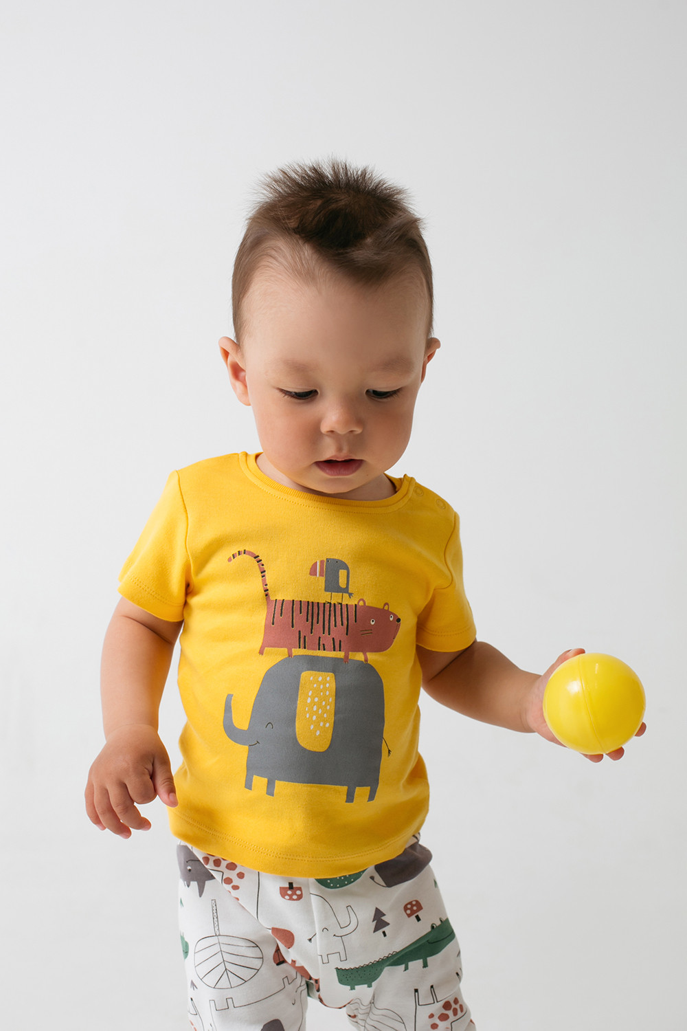 картинка Футболка для мальчика Crockid К 300582 желтый (звери африки) от магазина детских товаров ALiSa