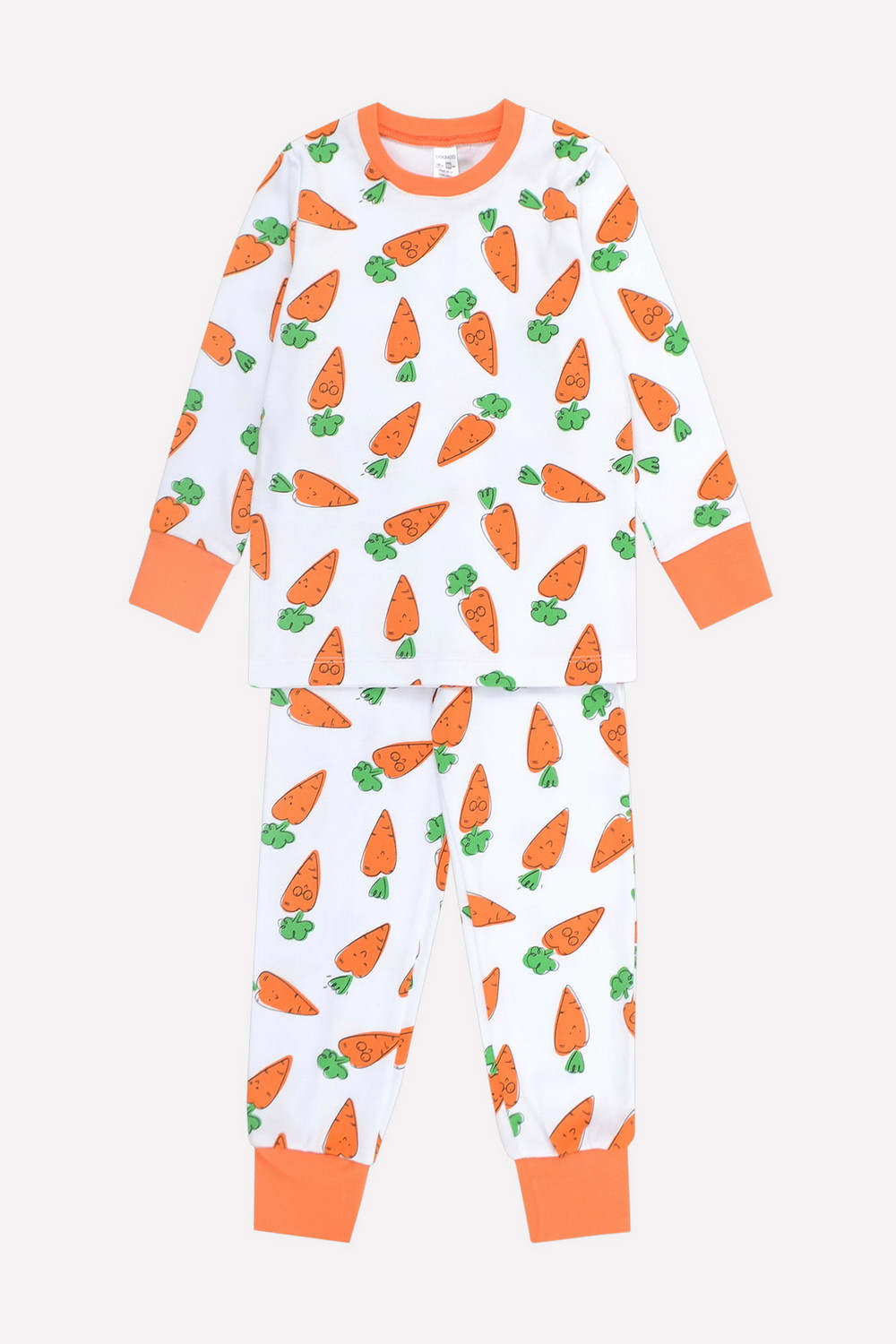 картинка Пижама для девочки Crockid К 1550 морковки на белом от магазина детских товаров ALiSa